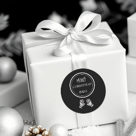 Pegatina Redonda Navidades modernos: negro y blanco personalizado