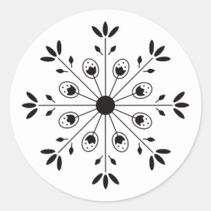 Pegatina Redonda Navidades modernos y elegantes de copos de nieve