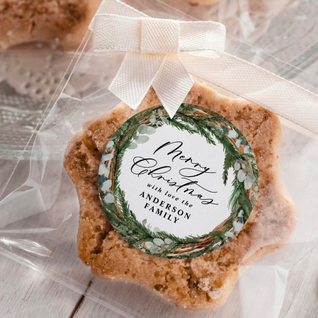 Pegatina Redonda Navidades modernos y mínimos de escritura de fleta (Subido por el creador)