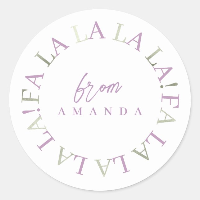 Pegatina Redonda Navidades morados verdes Fa La ID1009 (Anverso)