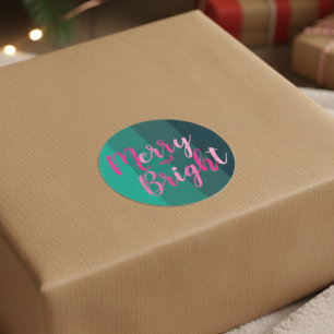 Pegatina Redonda Navidades moro y rosa verde brillante