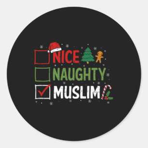 Pegatina Redonda Navidades musulmanes traviesos Pajamas Santa Claus