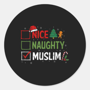 Pegatina Redonda Navidades musulmanes traviesos Pajamas Santa Claus