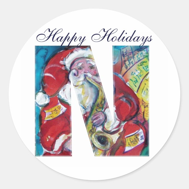 PEGATINA REDONDA NAVIDADES N CARTA / INSPIRADO SANTA MONOGRAM (Anverso)