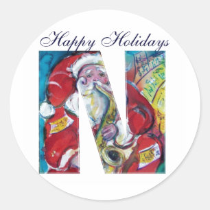 PEGATINA REDONDA NAVIDADES N CARTA / INSPIRADO SANTA MONOGRAM