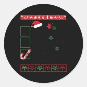 Pegatina Redonda Navidades Naughty Bruh Candy Cane Xmas Mujeres