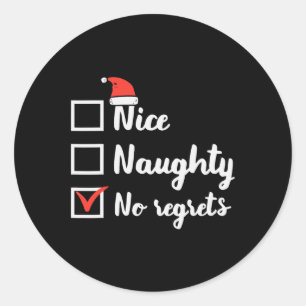 Pegatina Redonda Navidades Naughty No Lamenta Graciosa Lista De Xma