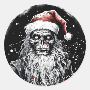 Pegatina Redonda Navidades negros Zombie Santa