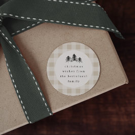 Pegatina Redonda Navidades Neutrales Minimalistas de pinos de plást