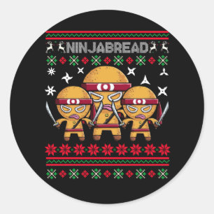 Pegatina Redonda Navidades Ninja de Ninjabread Cookie Gingerbread M