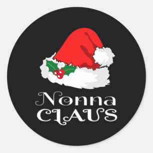 Pegatina Redonda Navidades Nonna Claus Matching Pajama Santa Hat X-