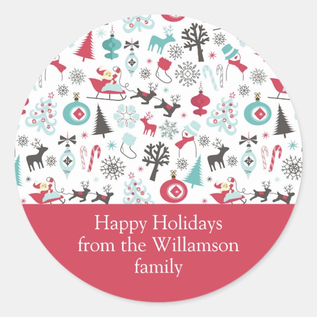 Pegatina Redonda Navidades Nordic Muted (Anverso)