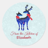 Navidades nórdicos azules Cocina de pareja de reno