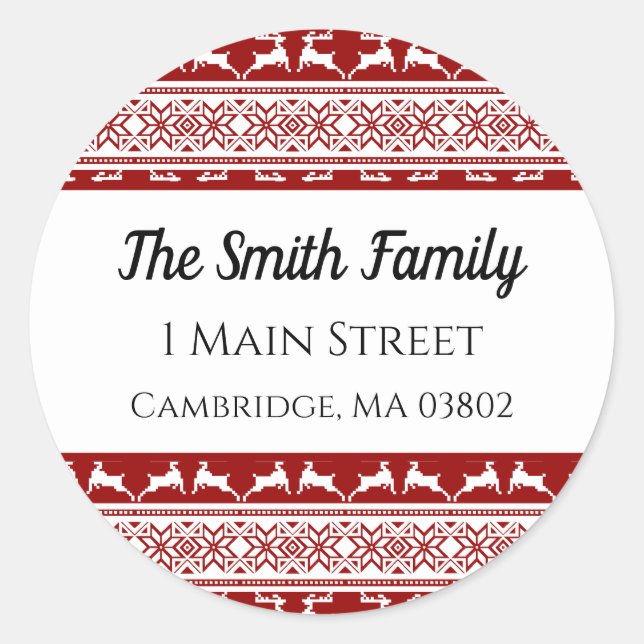 Pegatina Redonda Navidades nórdicos Dirección de renos escandinavos (Anverso)
