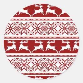 Pegatina Redonda Navidades nórdicos renos escandinavos
