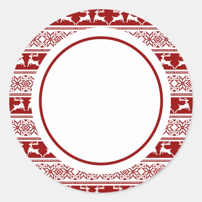 Pegatina Redonda Navidades nórdicos renos escandinavos (Anverso)