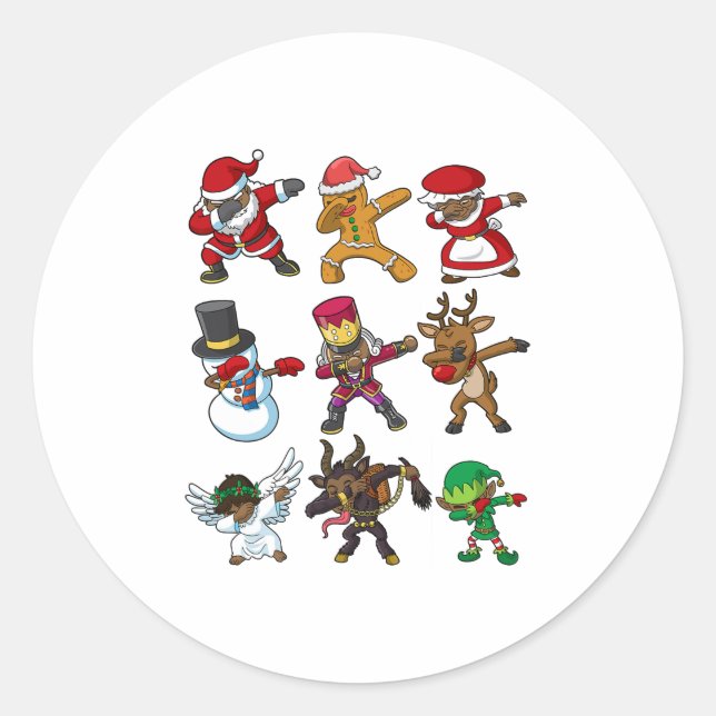 Pegatina Redonda navidades norteamericanos negros santa claus dabbi (Anverso)