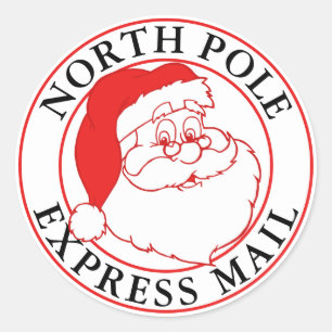 Pegatina Redonda Navidades North Pole Express Mail Santa