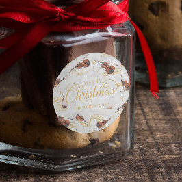 Pegatina Redonda Navidades Notas de música Violin Elegant