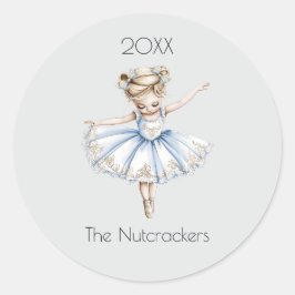 Pegatina Redonda Navidades Nutcracker Ballerina Watercolor