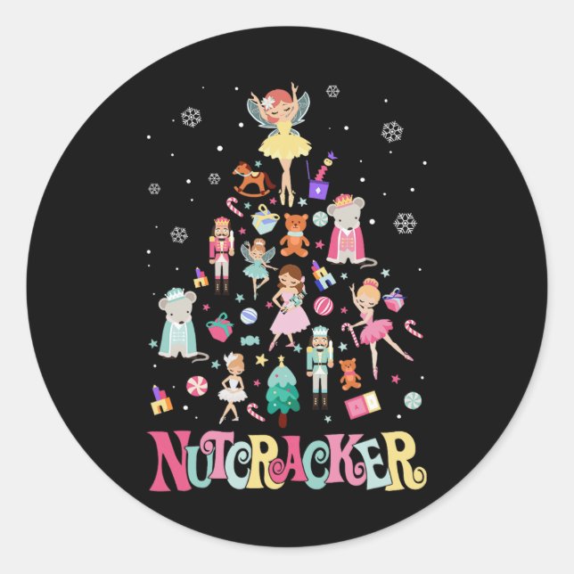 Pegatina Redonda Navidades Nutcracker Squad Ballet Dance Mateo F (Anverso)