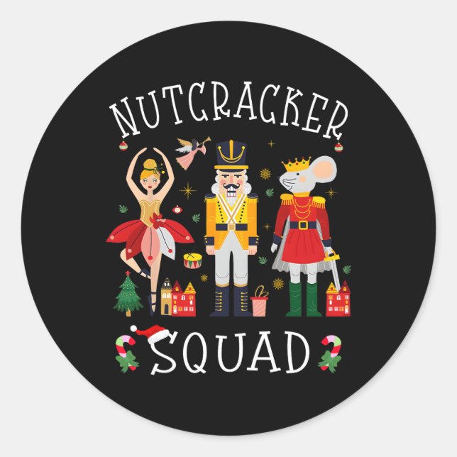 Pegatina Redonda Navidades Nutcracker Squad Byllet Dance Mujeres Ni (Anverso)