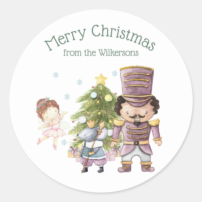 Pegatina Redonda Navidades Nutcracker Sugar Plum Fairy and Mouse Ki (Anverso)