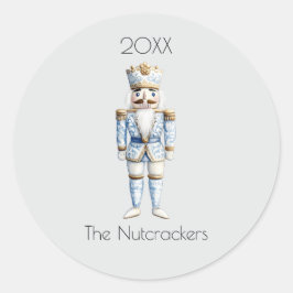 Pegatina Redonda Navidades Nutcracker Watercolor