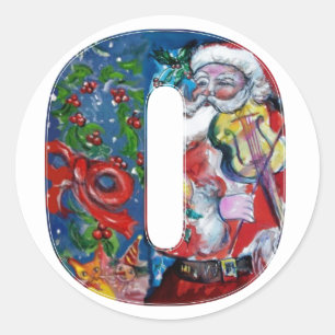 PEGATINA REDONDA NAVIDADES O CARTA / SANTA CON MONOGRAMA VIOLÍN