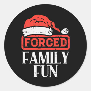 Pegatina Redonda Navidades obligan a familia a divertirse con navid