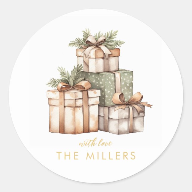 Pegatina Redonda Navidades obsequian a Exchange Elefante Blanco (Anverso)