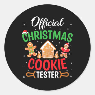 Pegatina Redonda Navidades oficiales Cookie Tester - Divertidas Nav