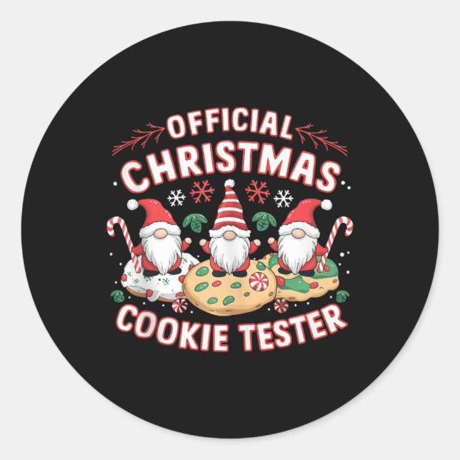 Pegatina Redonda Navidades oficiales Cookie Tester Taster Baking Xm (Anverso)