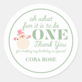 Pegatina Redonda Navidades Oh Qué Divertido Primer Cumpleaños