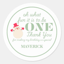 Pegatina Redonda Navidades Oh Qué Divertido Primer Cumpleaños