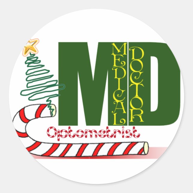 PEGATINA REDONDA NAVIDADES OPTOMETRISTA - MÉDICA OCULAR (Anverso)
