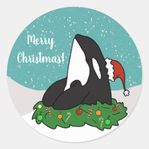 Pegatina Redonda Navidades Orca