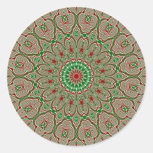 Pegatina Redonda Navidades ornamentales Mandala 2