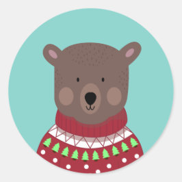 Pegatina Redonda Navidades Oso