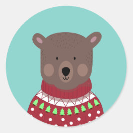 Pegatina Redonda Navidades Oso