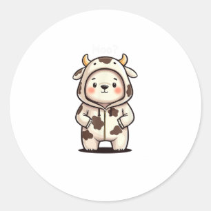Pegatina Redonda Navidades Oso Polar Moo Navidades Vacas Moo Polar 