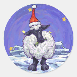 Pegatina Redonda Navidades ovinos