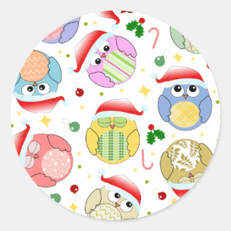 Pegatina Redonda Navidades Owls Design