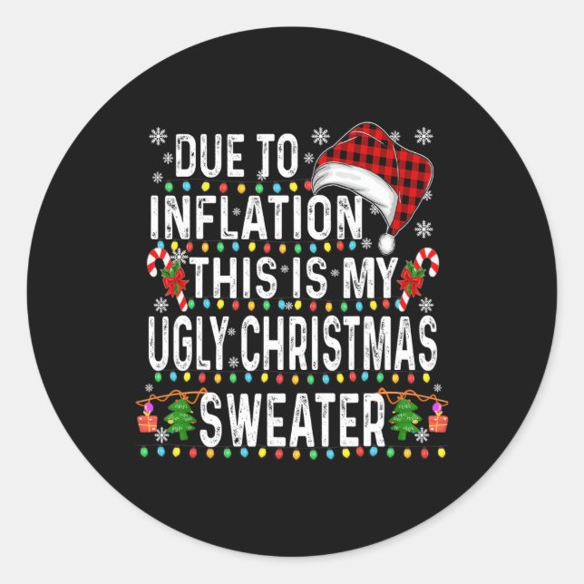 Pegatina Redonda Navidades Pajama Hombres Mujeres Navidades diverti (Anverso)