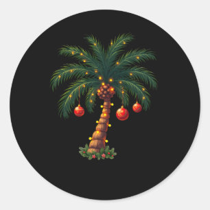 Pegatina Redonda Navidades Palm Tree Festividades Cute Tropical S