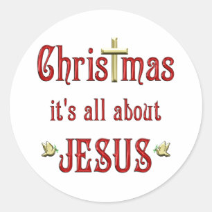 Pegatina Redonda Navidades palomas