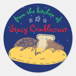 Pegatina Redonda Navidades pan personalizado de la cocina de