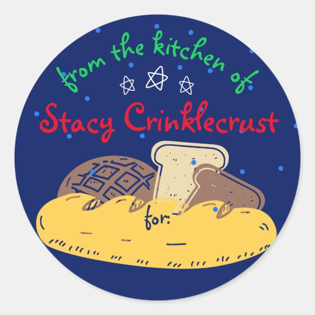 Pegatina Redonda Navidades pan personalizado de la cocina de (Anverso)