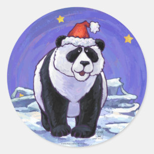 Pegatina Redonda Navidades Panda Bear