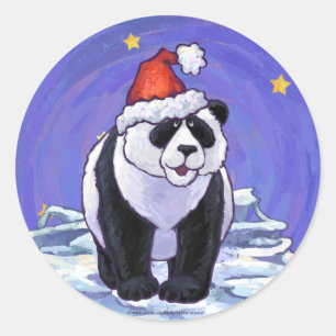 Pegatina Redonda Navidades Panda Bear